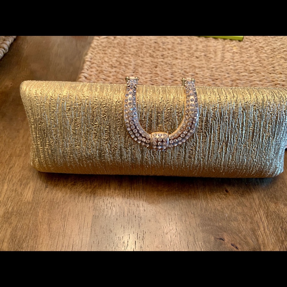 New beautiful party clutch purse golden stone